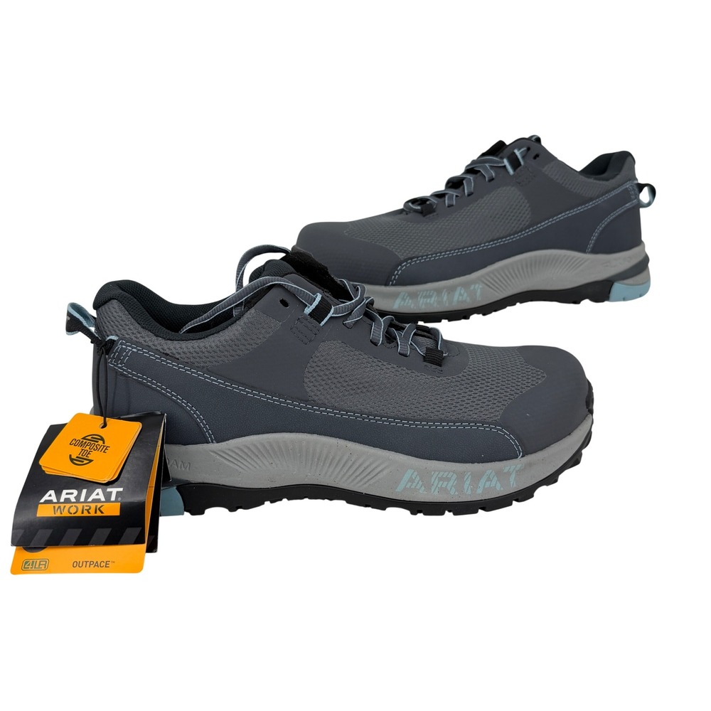 Ariat Outpace Work Shoe Size 10 Smoky Grey Composite Toe Safety Sneaker EH SR